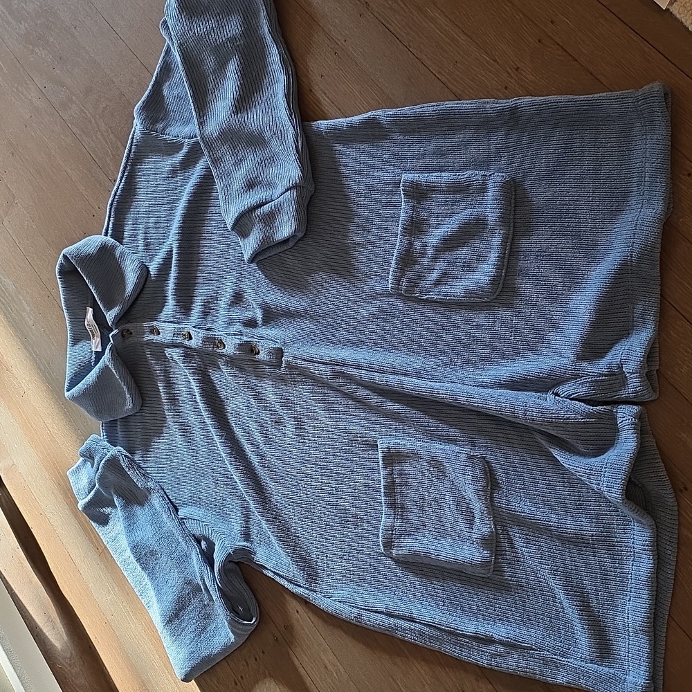 Double Zero- Lovely Large- Romper Shorts Blue Long Sleeve